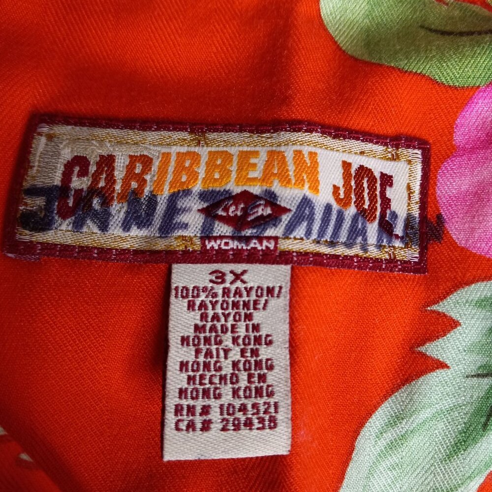 Caribbean Joe Size 3X Hawaiian Shirt Womens Floral Short Sleeves Coconut Buttons - Picture 4 of 11